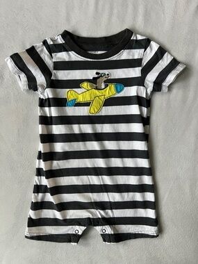 Carter's Black and White Striped Onesie with Contrast Collar
